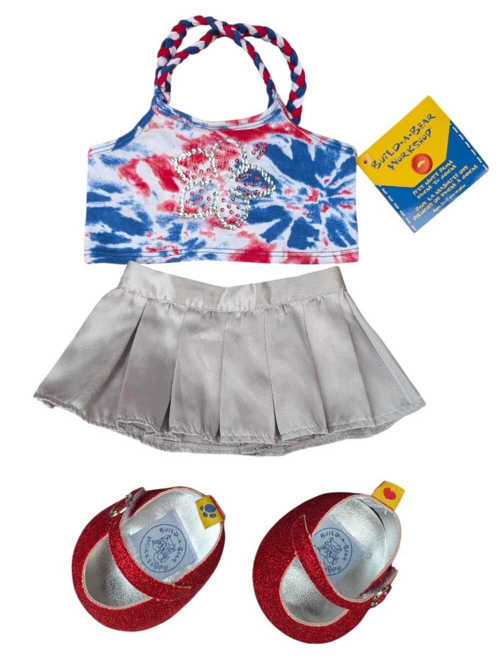 Build-a-Bear NWT Top, Silver Skirt & Sparkly Shoes - Outfit - BAB Not Included